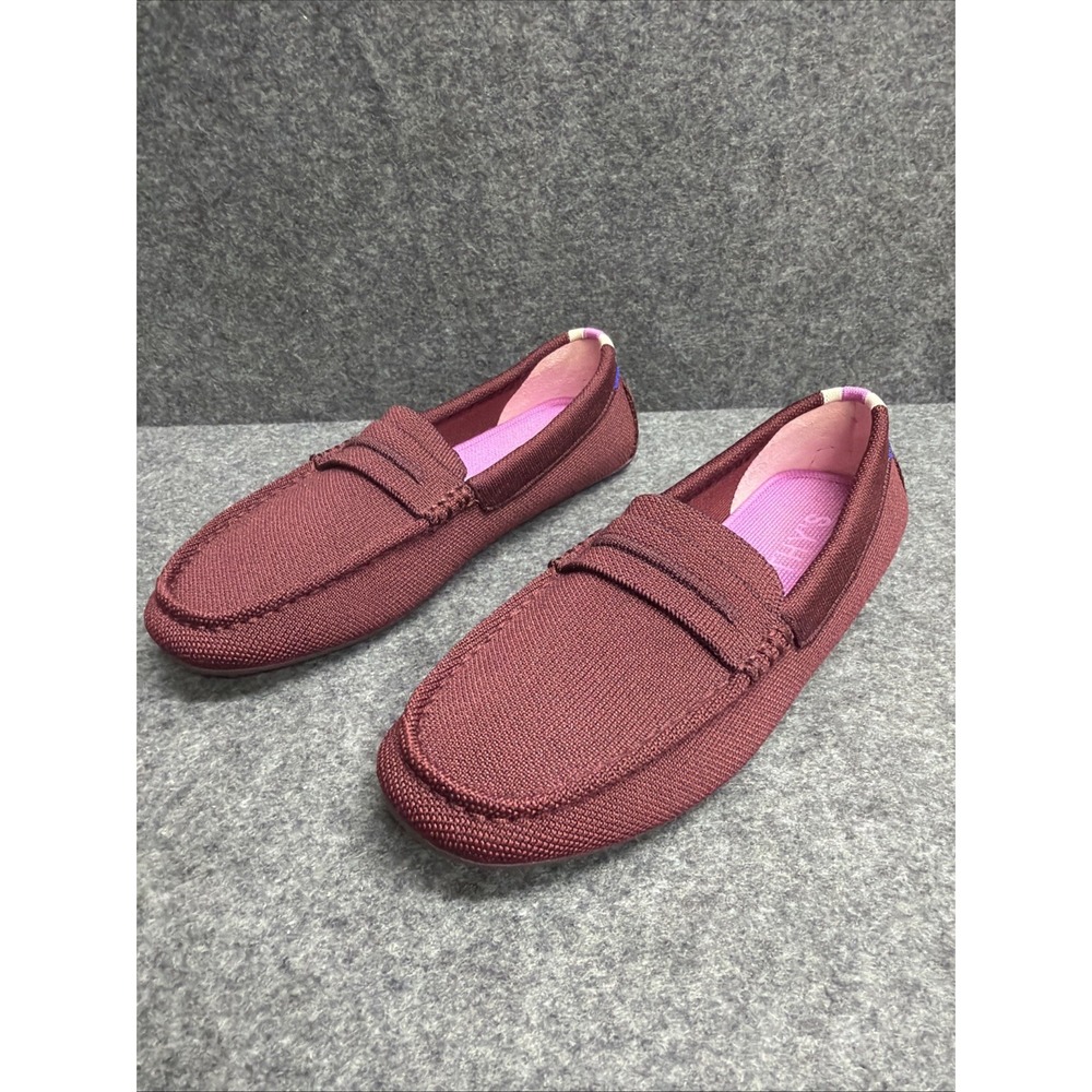 Rothy's The Driver Women's Berry Burgundy Knit Driving Loafers Slip On Flats
